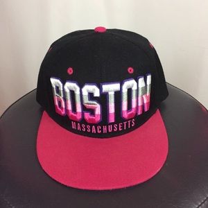 Boston Pink Striped SnapBack Hat